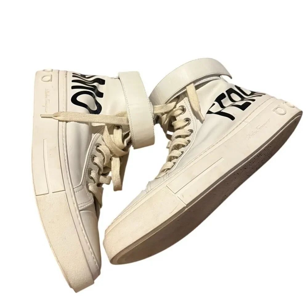 Salvatore Ferragamo AYR 2 High Top Leather Sneaker Men’s 6.5 - Picture 7 of 10